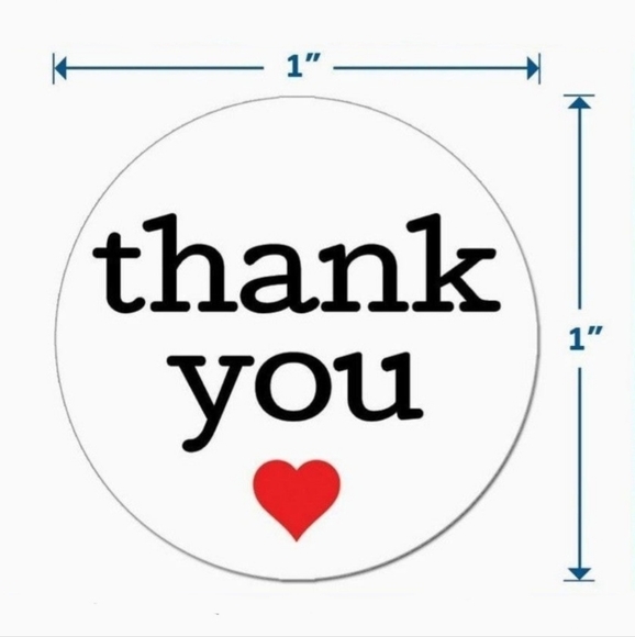 200 THANK YOU Stickers w/ Red Heart 1" - Picture 1 of 1